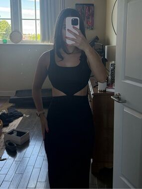 Body Cob Black Midi Dress with Side Cut Out